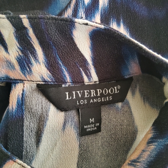 Liverpool Keyhole Cutout Multicolor Print Halter Tank Top Size M Blue New - Picture 8 of 11